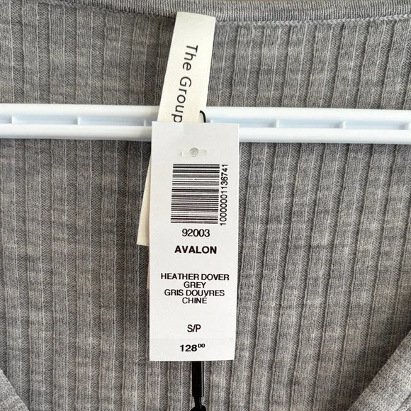 BABATON Avalon Dress Ribbed Button-Front Long Sleeve in Light Gray size small - Picture 9 of 11